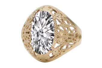 زركونيا 14 كارت من الذهب الأصفر خاتم حرف يدوية فينتاج vrc074y